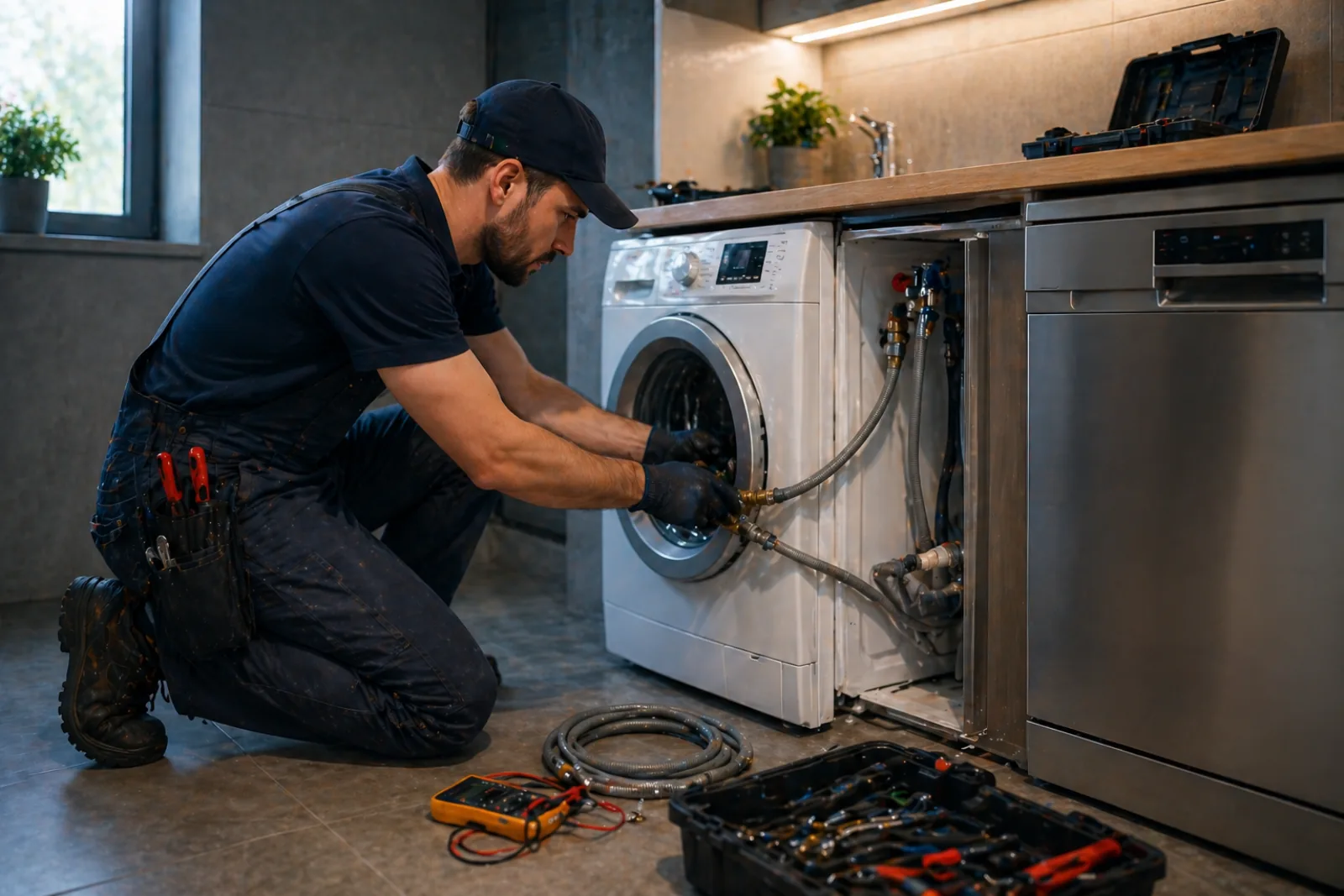 Handwerker bei der Sanitärinstallation